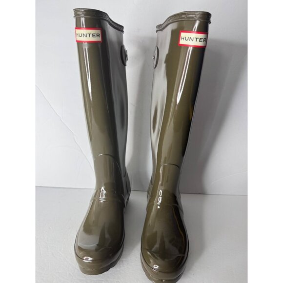 NEW Hunter Original Back Adjustable Gloss Rain Boots Swamp Green EU 36 US 5 UK 3 - Picture 4 of 7